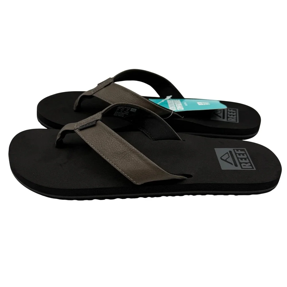REEF Twinpin Grey Black New Casual Beach Thong Sandals RF002915GRE Men's 9 *NEW*